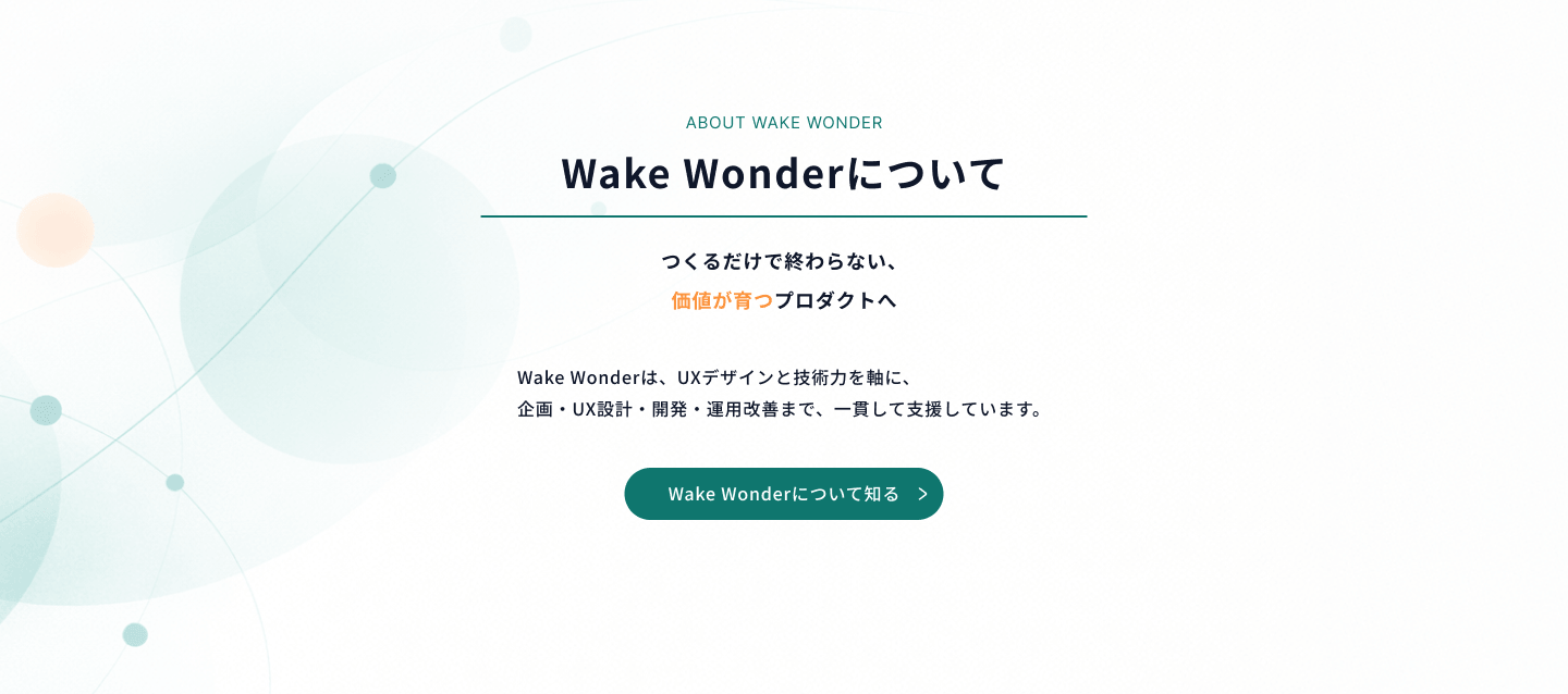 Wake Wonder aboutセクション